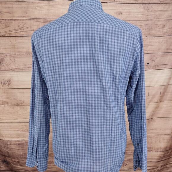Zachary Prell Shirt Mens Medium Blue Check Button Down Cotton Casual Long Sleeve - Picture 4 of 9